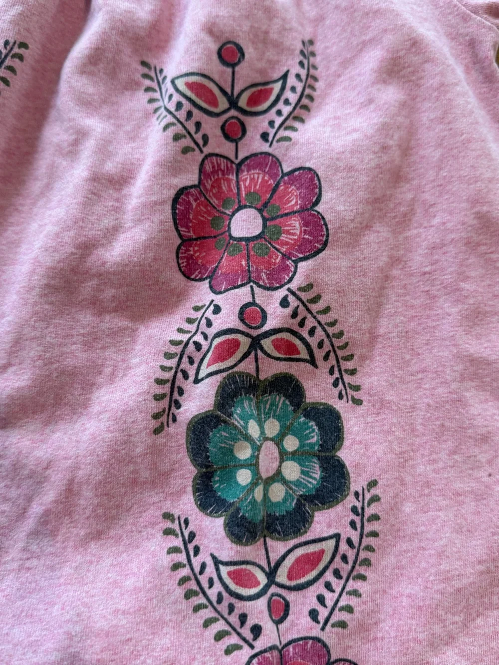 Tea Collection Pink Shift Dress/Tunic with w/ Pink & Teal Flower Design Size 6